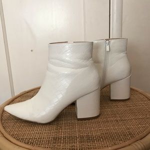 Nasty Gal Faux Leather White Ankle Boots